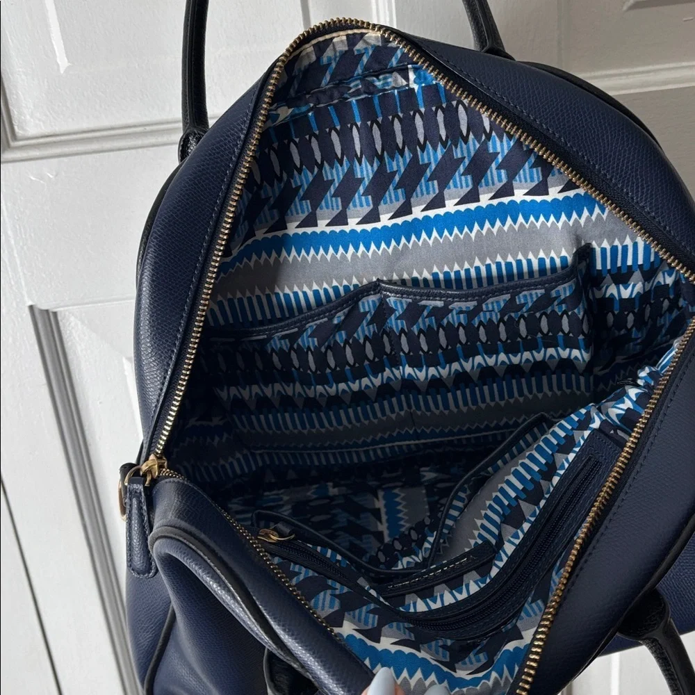 Vera Bradley Bowling Navy Satchel with Black Trim